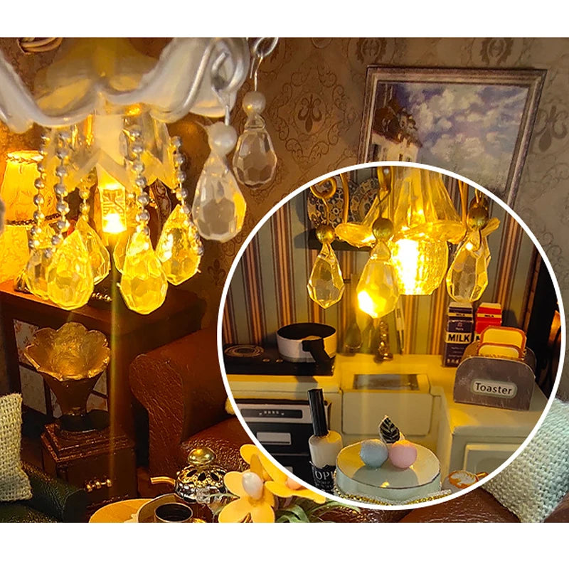 Wooden Doll House 3D Puzzle Assembly Building Model Kit Production Small Room Toys Home Bedroom Decoration With Furniture Light