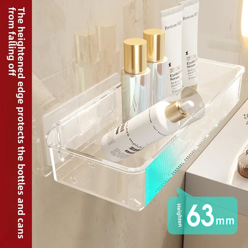 Wall mounted cosmetic and skincare storage rack for bathroom no need for drilling Multi functional kitchebathroom storage rackra by Smarsty