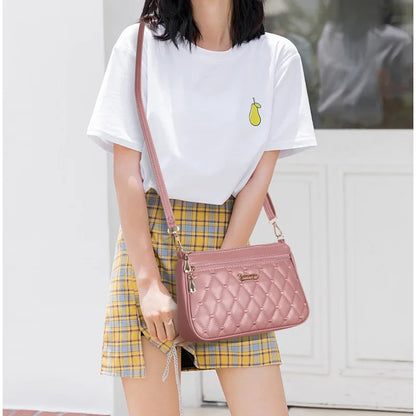 Embroidered Leather Messenger Bag for Women With Fur Accent - Smarsty