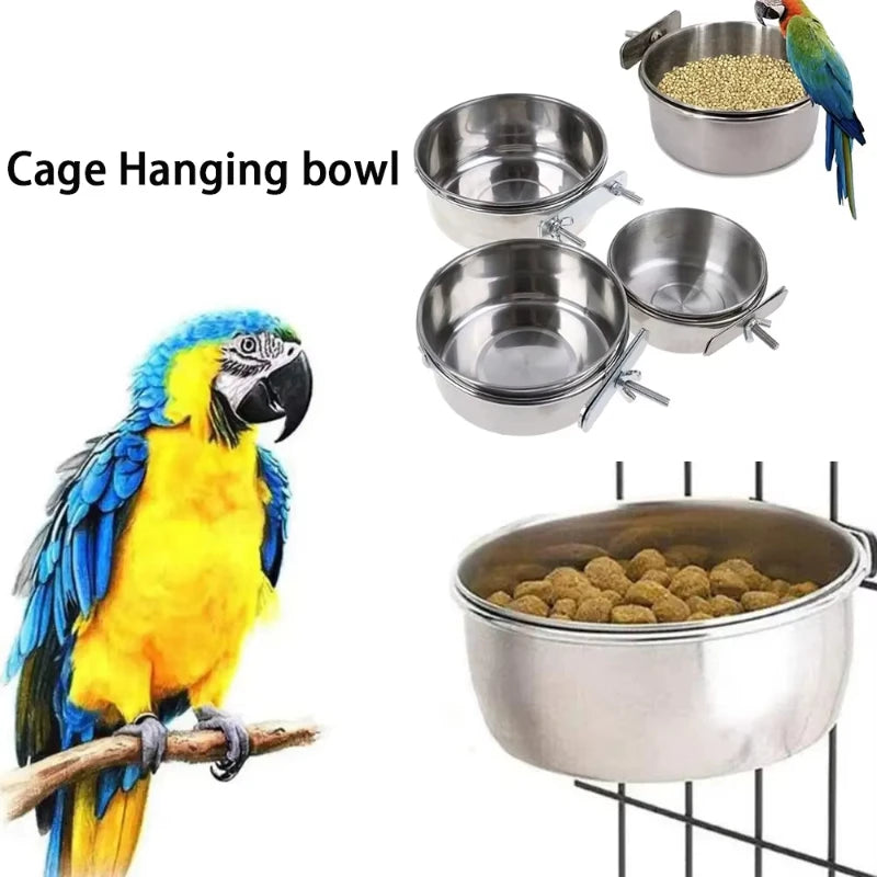 Stainless Steel Bird Feeder Bowl with Clamp Design - Smarsty