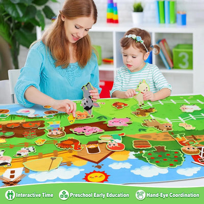 Farm Animals Felt Story Board Set Storytelling Early Learning Interactive Play Kit Wall Hanging Puzzle Toys for Toddlers Gifts - Smarsty