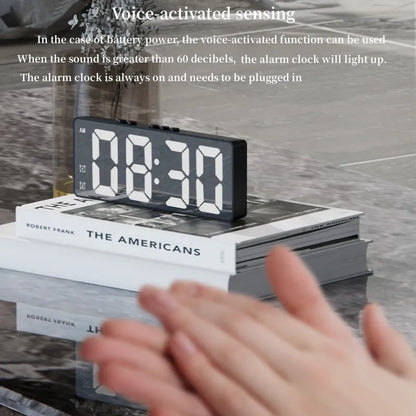 LED Digital Alarm Clock with Voice Control and Dual Snooze - Smarsty