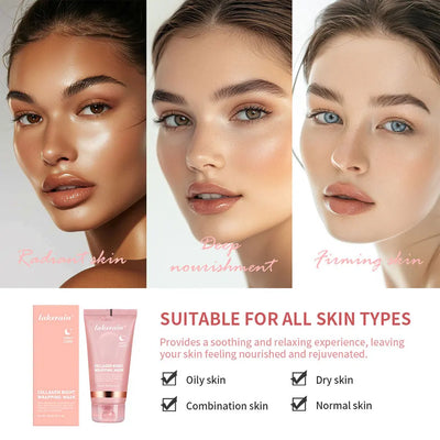 Night Collagen Wrapping Mask Rejuvenation Moisturizing Brightening Korean Face Mask Make Glowy Skin Elasticity Facial Mask - Smarsty