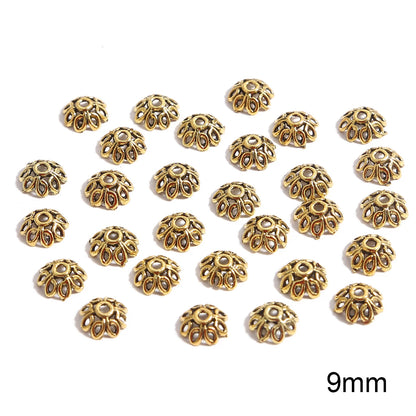 50pcs Tibetan Silver Leaf Flower Bead Caps for Jewelry Making - Smarsty