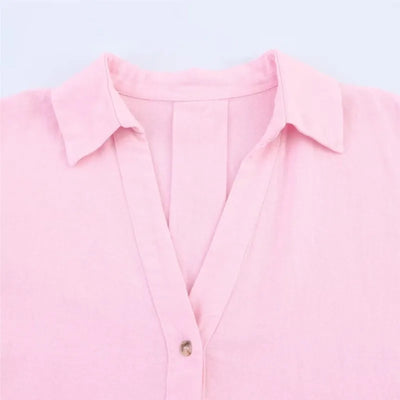 HipSeam Wide Sleeved Shirt Women Spring Asymmetric Hem Button Women's Shirts Simple Lady Johnny Collar Linen Shirts & Blouses - Smarsty