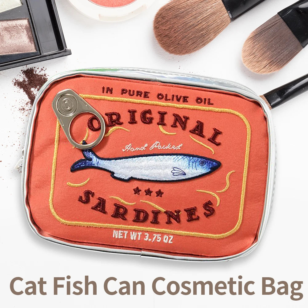 Canned Sardines Style Storage Bag Cute Bath Travel Bag Creative Portable Fashion Zipper Multi-function Soft for Weekend Vacation - Smarsty
