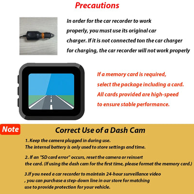 Dash Cam W/ IR Night Vision Loop Recording & 2" IPS Screen 1080P 3 Camera ， DVR recorder, video recorder, Vehicle DVR - Smarsty
