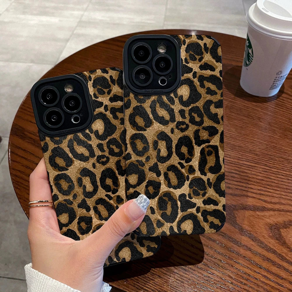 Gold Leopard Silicone Leather IPhone Case Shockproof - Smarsty