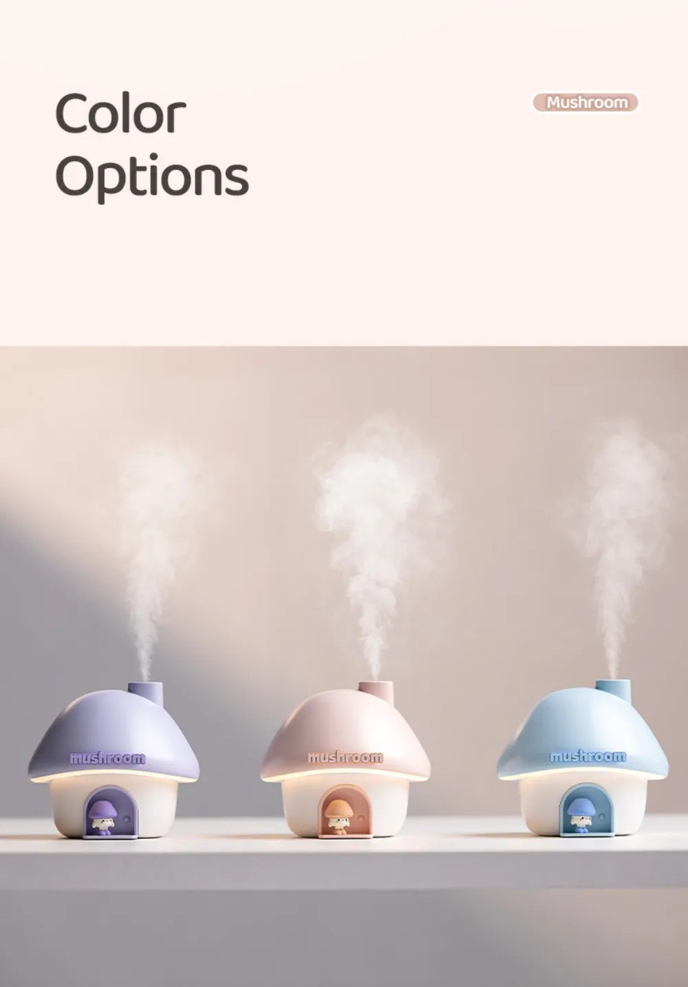Cartoon Air Humidifier 300ml Mini Essential Oil Aroma Diffusers Colorful Lighting Cute Mushroom House Home Ultrasonic Humidifier - Smarsty