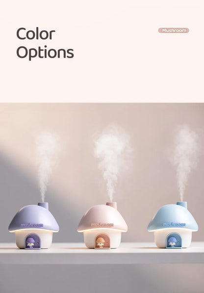 Cartoon Air Humidifier 300ml Mini Essential Oil Aroma Diffusers Colorful Lighting Cute Mushroom House Home Ultrasonic Humidifier - Smarsty