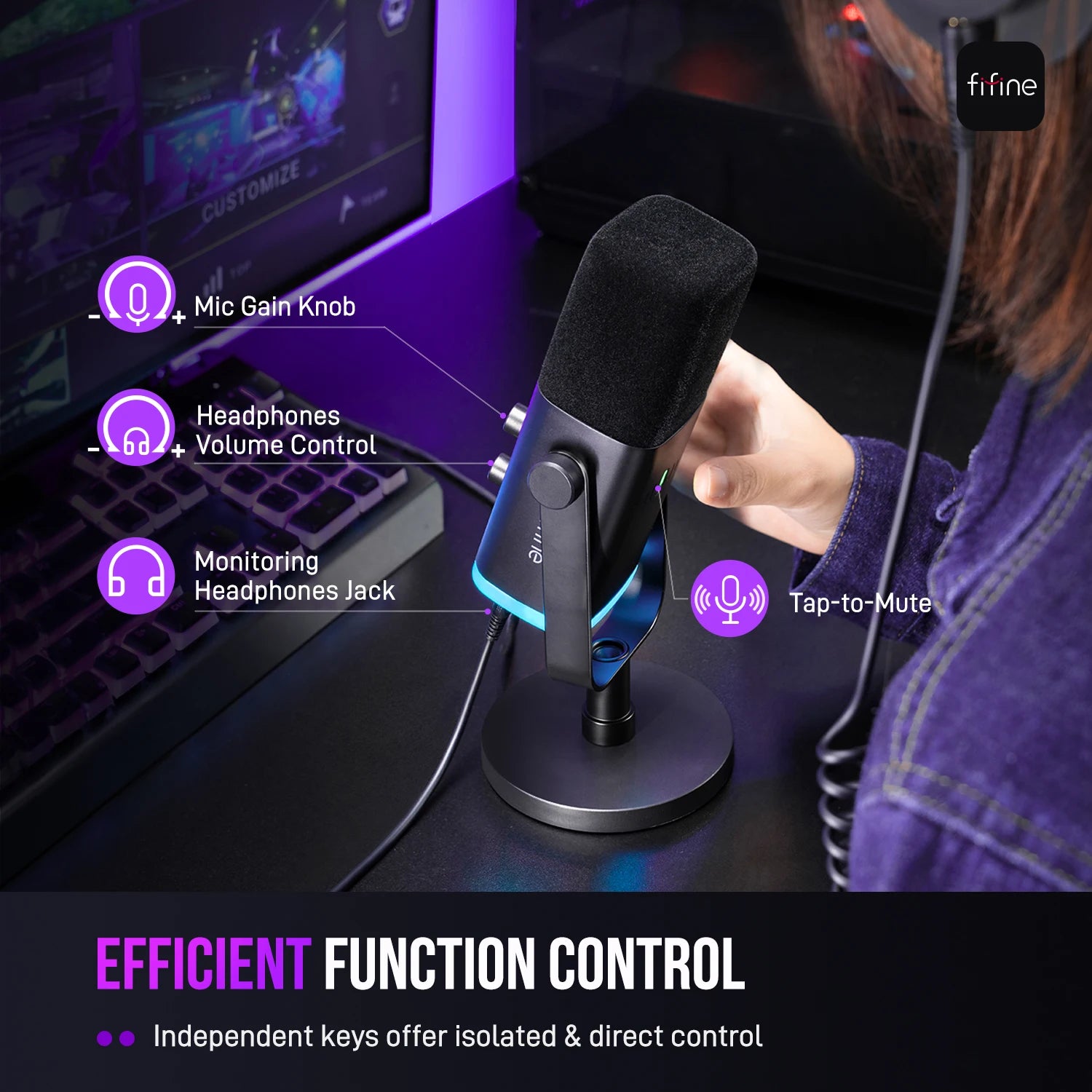 FIFINE USB XLR Dynamic Microphone for Gaming and Streaming - Smarsty