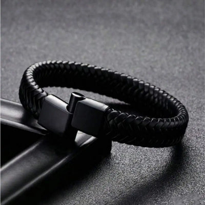 Retro Men's Leather Bracelet Adjustable Woven Bangle - Smarsty