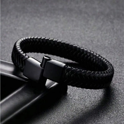 Retro Men's Leather Bracelet Adjustable Woven Bangle - Smarsty