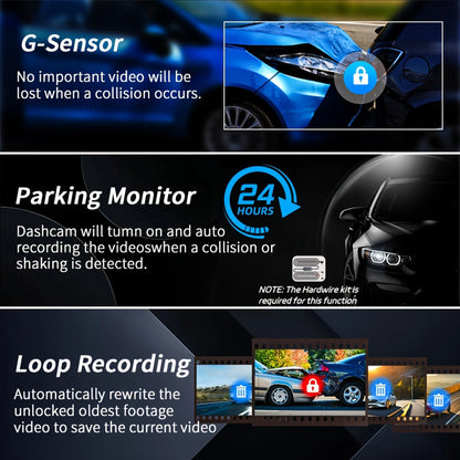 1080P 3 Camera Dash Cam Front and Rear Night Vision - Smarsty