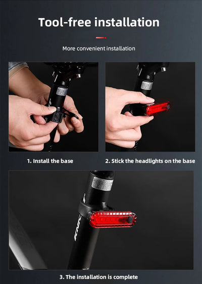 Rear Bike Tail Light USB Rechargeable Ultra Bright Taillights Fit On Bicycle Easy to Install for Cycling Safety Bicycle Light - Smarsty