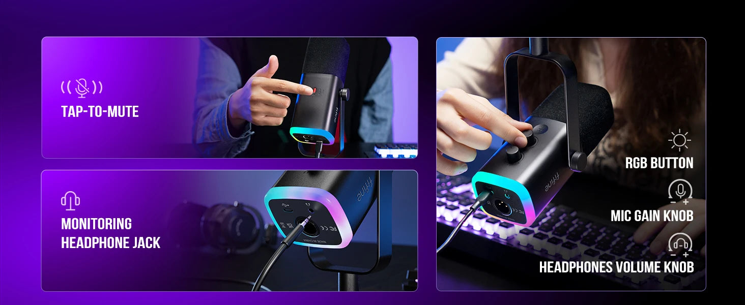 FIFINE USB XLR Dynamic Microphone for Gaming and Streaming - Smarsty