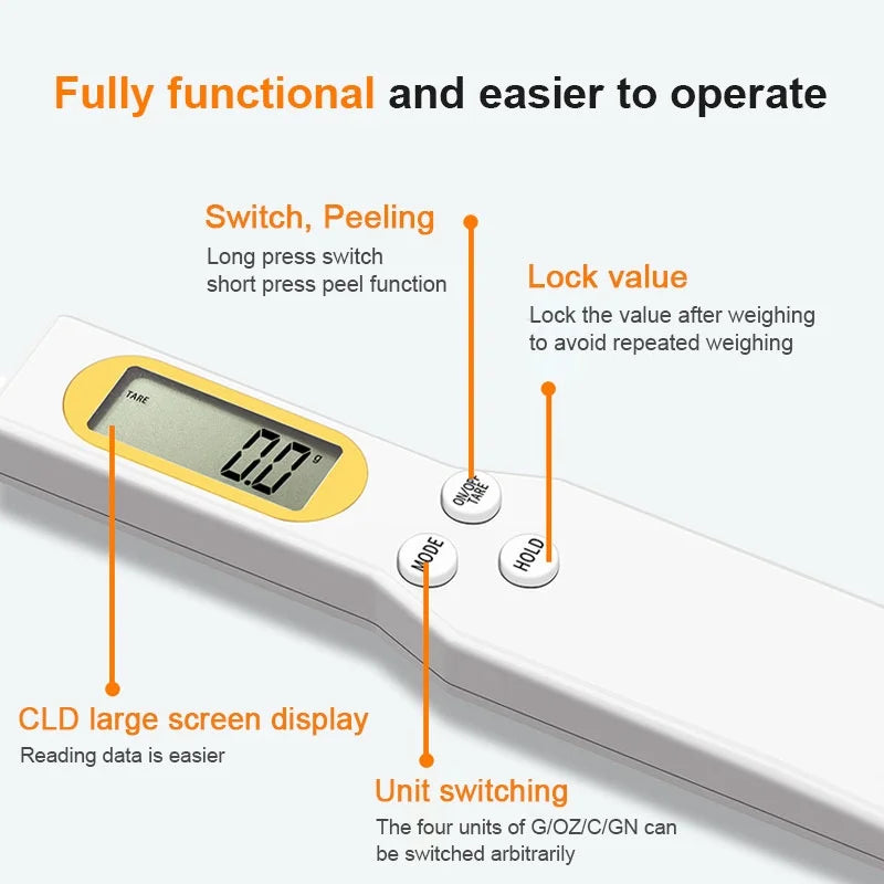 Digital Kitchen Scale 500g with Spoon Measurement - Smarsty