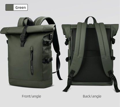 HK Expandable Travel Backpack Men Large Capacity Waterproof 15.6” Laptop Bag Hiking Rucksack Cycling Daypack Bag with USB Port
