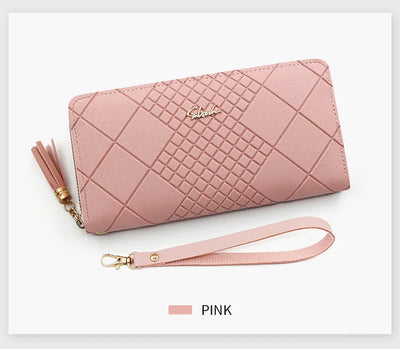 Zipper Money Coin Purse Women Card Holder Long PU Leather Clutch Wallet Large Capacity Lady Wristlet Phone HandBags Money Pocket - Smarsty