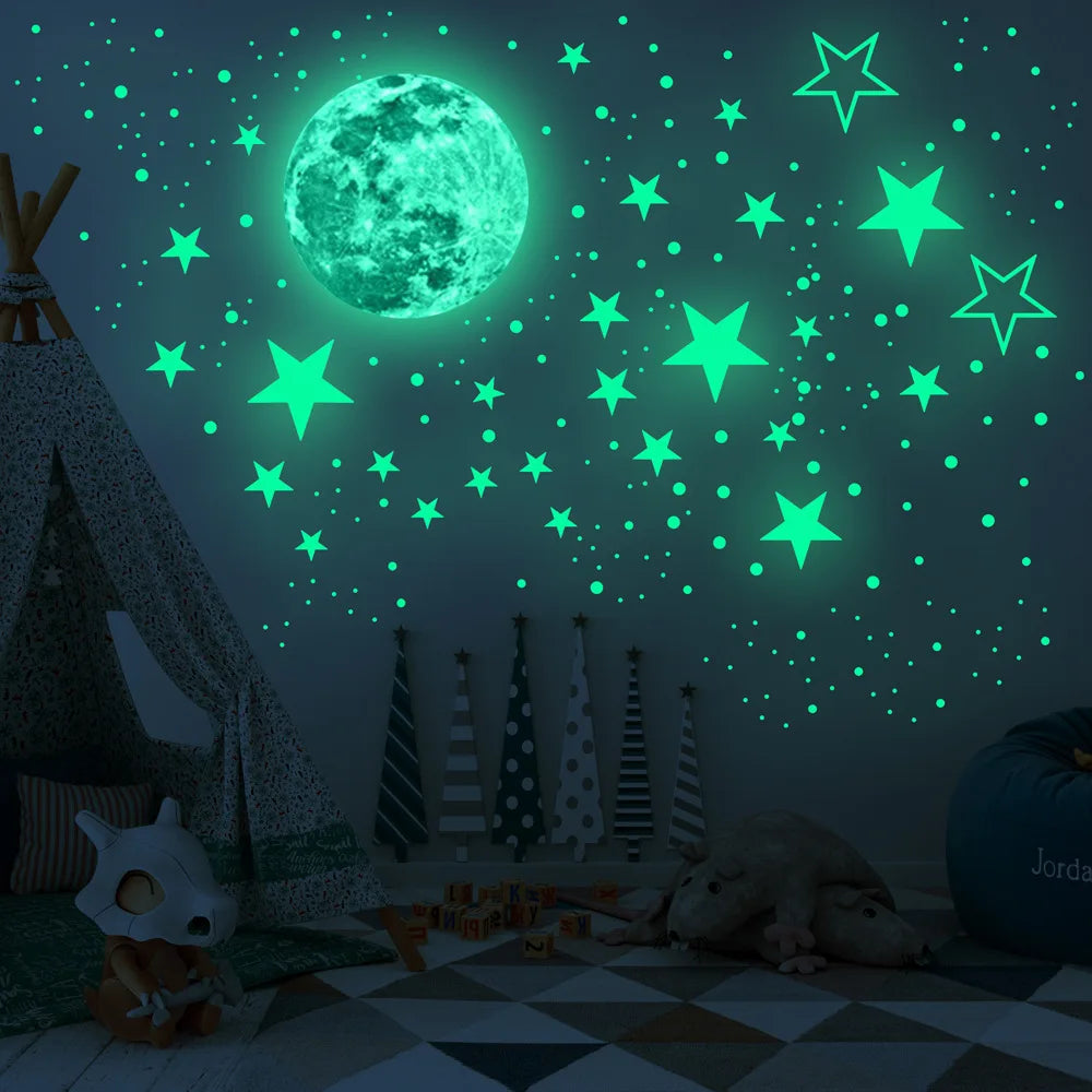 Luminous Moon and Stars Wall Stickers for Kids - Smarsty