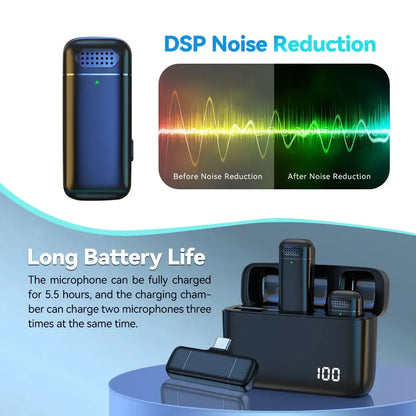 Wireless Lavalier Microphone with Digital Display and Noise Reduction - Smarsty