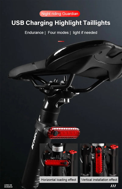 Rear Bike Tail Light USB Rechargeable Ultra Bright Taillights Fit On Bicycle Easy to Install for Cycling Safety Bicycle Light - Smarsty