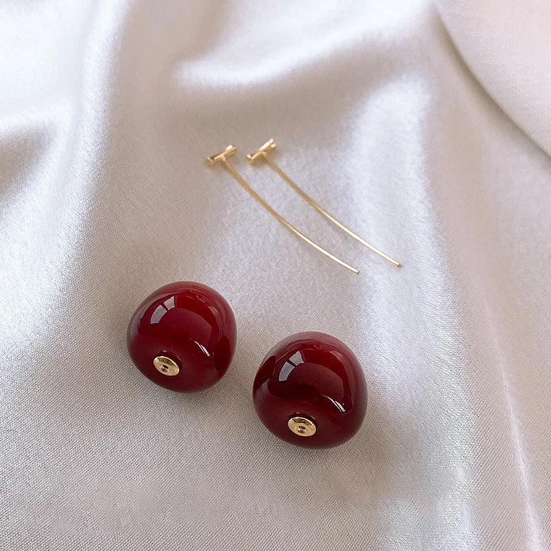 Delicate Sweet Red Cherry Drop Earrings for Women Fashion - Smarsty