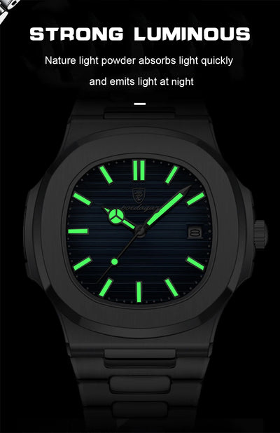 Luxury Waterproof Square Men Wristwatch with Luminous Date - Smarsty