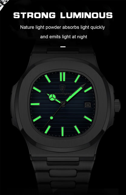 Luxury Waterproof Square Men Wristwatch with Luminous Date - Smarsty