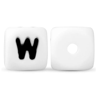 50Pcs Silicone Alphabet Beads White DIY Jewelry Making - Smarsty