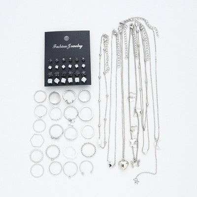 Silver Chic Jewelry Set For Women With Pearl Necklaces - Smarsty