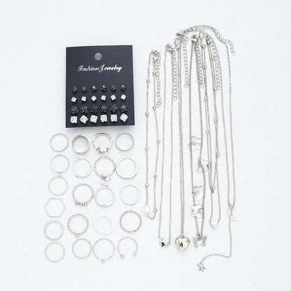 Silver Chic Jewelry Set For Women With Pearl Necklaces - Smarsty