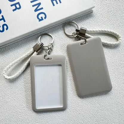 1Pc Macaron Bus ID Card Protective Cover Cases Student Meat Keyring Card Campus Access Door Credit Card Holder Bag Set Key Chain
