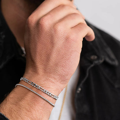 Mens Stainless Steel Chain Bracelets Set Gold Silver - Smarsty