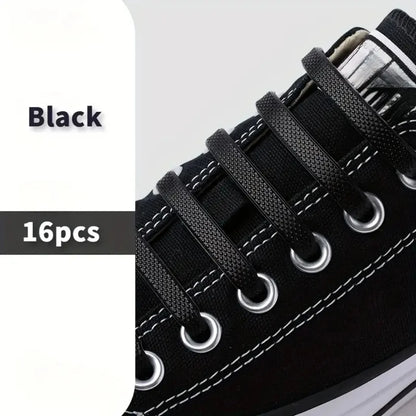New 16Pcs Elastic Shoe Laces All Sneakers Silicone Stretch Shoelaces Unisex Fashion No Tie Shoelace Rubber Band Shoelaces - Smarsty