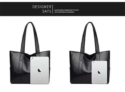 Vintage Large Capacity Tote Bag Vegan Leather For Commute - Smarsty