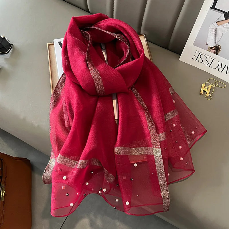 Luxury Women Silk Scarf Lightweight Summer Shawl - Smarsty