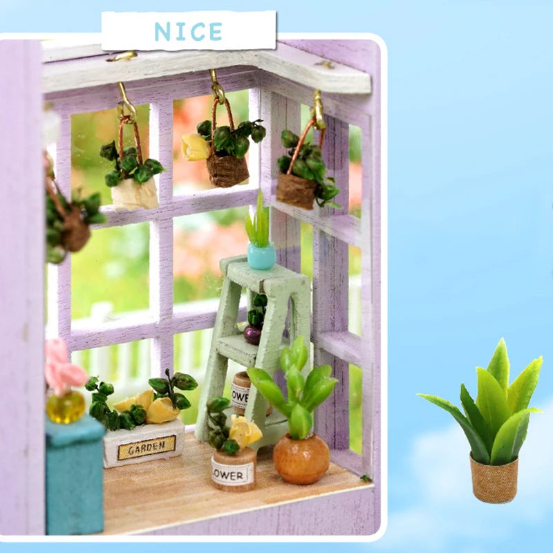 DIY Mini Wooden Doll House Assembly Building Model Pink Princess Villa Architecture Kit 3D Puzzle Dollhouse With Furniture Gifts by Smarsty