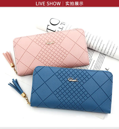 Zipper Money Coin Purse Women Card Holder Long PU Leather Clutch Wallet Large Capacity Lady Wristlet Phone HandBags Money Pocket - Smarsty