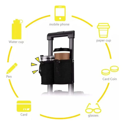 Travel Luggage Cup Holder Durable Free Hand Suitcase Drink Bag Travel Milk Tea Coffee Mugs Holder Fits All Suitcase Handles - Smarsty