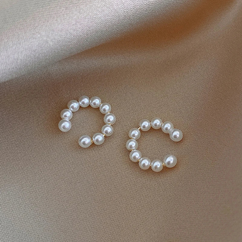 Korean Pearl Ear Cuff Clip Earrings Non Piercing Comfort - Smarsty