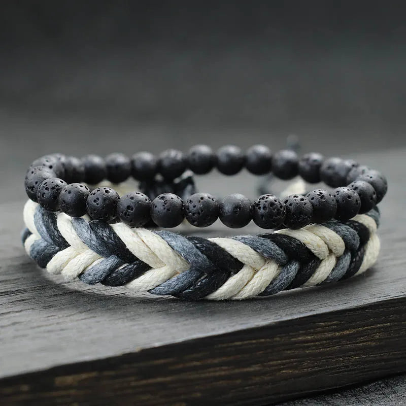 Natural Coconut Husk Wood Bracelet Set for Men - Smarsty
