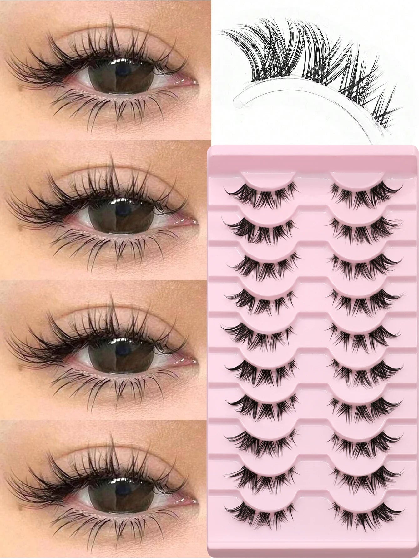 GROINNEYA Soft Natural Cat Eye Faux Mink Lashes - Smarsty