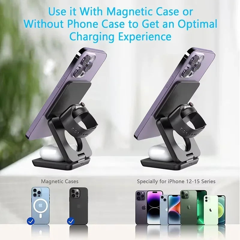 Magnetic Foldable Wireless Charging Stand iPhone Watch - Smarsty