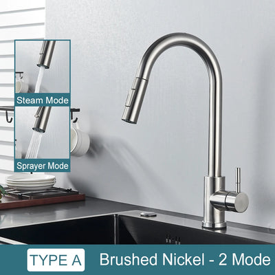 Black Kitchen Faucet with Pull Out Spray Versatile Hot and Cold Water - Smarsty