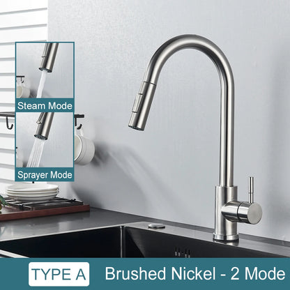 Black Kitchen Faucet with Pull Out Spray Versatile Hot and Cold Water - Smarsty