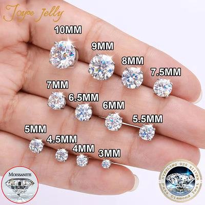 Moissanite Stud Earrings Sterling Silver Bridal GRA - Smarsty