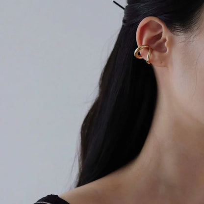 Double Circle Ear Cuff No Piercing Vintage Hip Hop Style - Smarsty