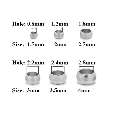 Stainless Steel Crimp End Beads Durable Rustproof Set100Pcs - Smarsty