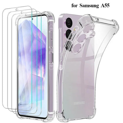 Glass Case With Silicone Cover For A55 Shockproof Design - Smarsty